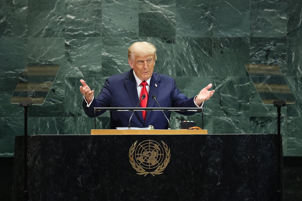 United States president Donald Trump speaking at the United Nations General Assembly in September. Photograph: Michael M. Santiago/Getty Images