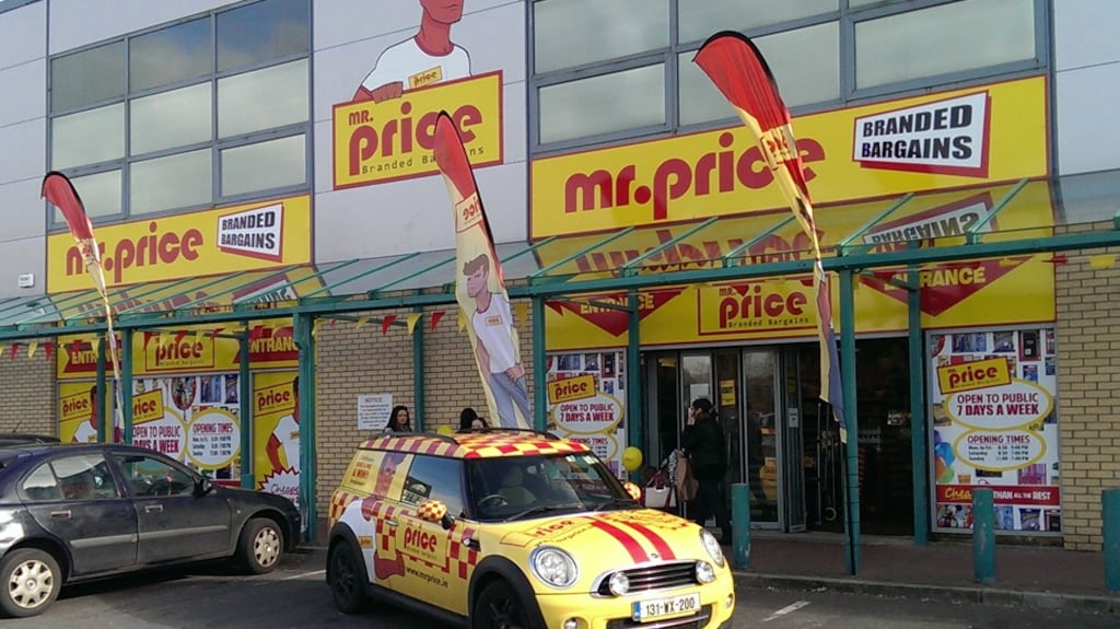 One of the  Irish-owned Mr Price Branded Bargains shops: the company was ordered to pay €7,500 in compensation to the employee.