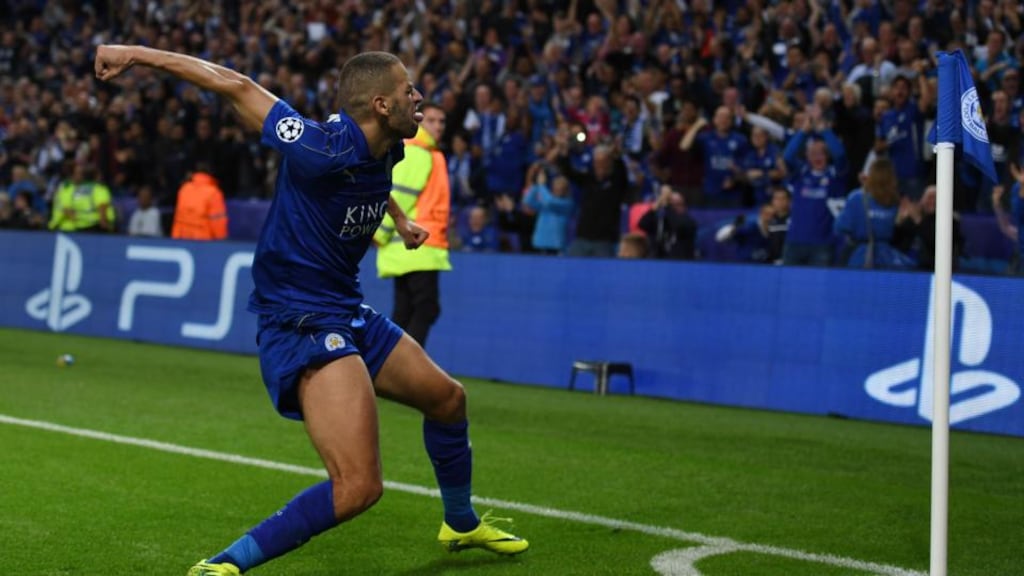 Islam Slimani came back to haunt Porto as the former Sporting striker scored Leicester City’s winner. Photograph: Getty