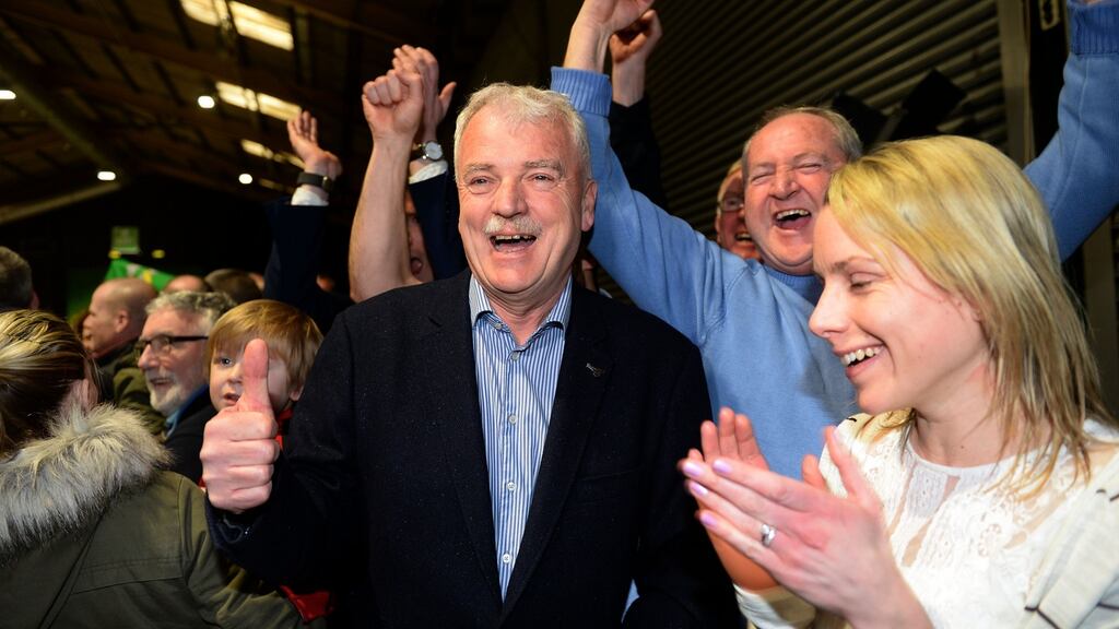 Finian McGrath is elected on the fourth day of the Dublin Bay North count at the RDS. Photograph: Eric Luke / The Irish Times