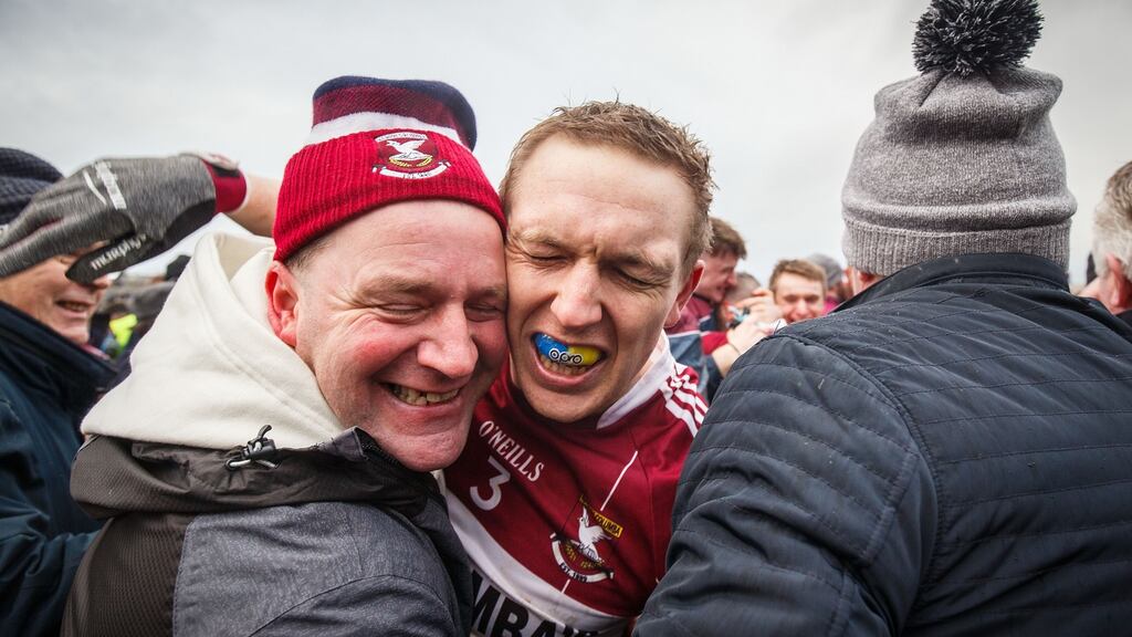 Mullinalaghta’s Patrick Fox celebrates after the Leinster club SFC final win over Kilmacud Crokes. Photo: Oisin Keniry/Inpho