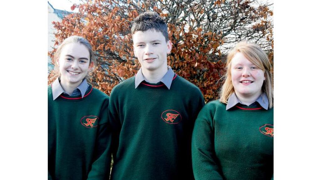 Left to right: Sinead Aherne (15),Niall Delaney (16) and Aisling Comerford (15)