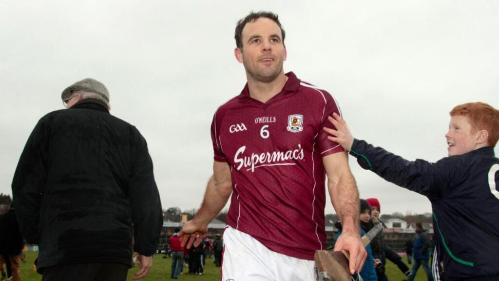 Galway captain David Collins leaves the field after his side’s last gasp win over Clare in the Allianz League. (Photograph: INPHO/Mike Shaughnessy)