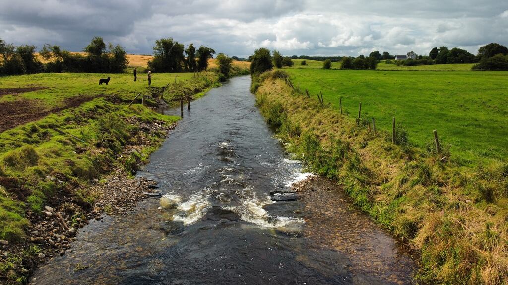 Instream paired deflector, part of the River Deel enhancement project near Raharney, Co Westmeath.