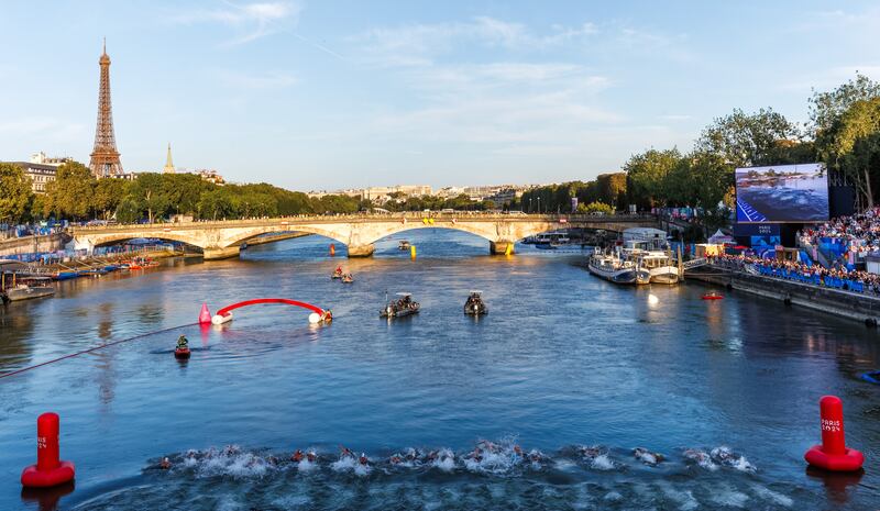 A view of the start of the men’s 10km marathon. Photograph: James Crombie/Inpho