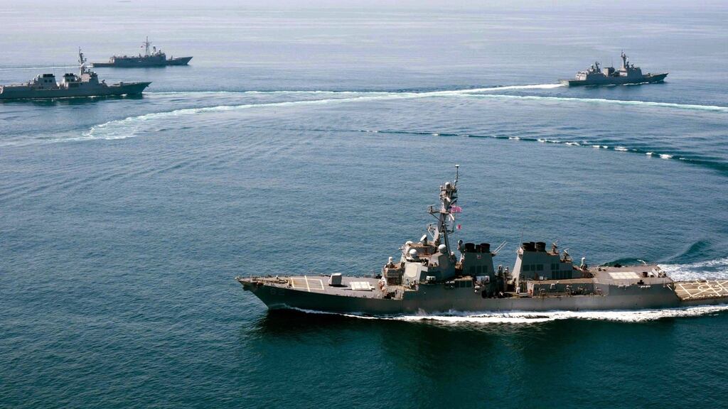In October, the US Navy sent the USS Lassen, a guided-missile destroyer, on patrol within 12 nautical miles of Subi Reef in the Spratly archipelago. China responded by accusing Washington of having a “cold war mentality”. Photograph: Evan Kenny/EPA/US Navy