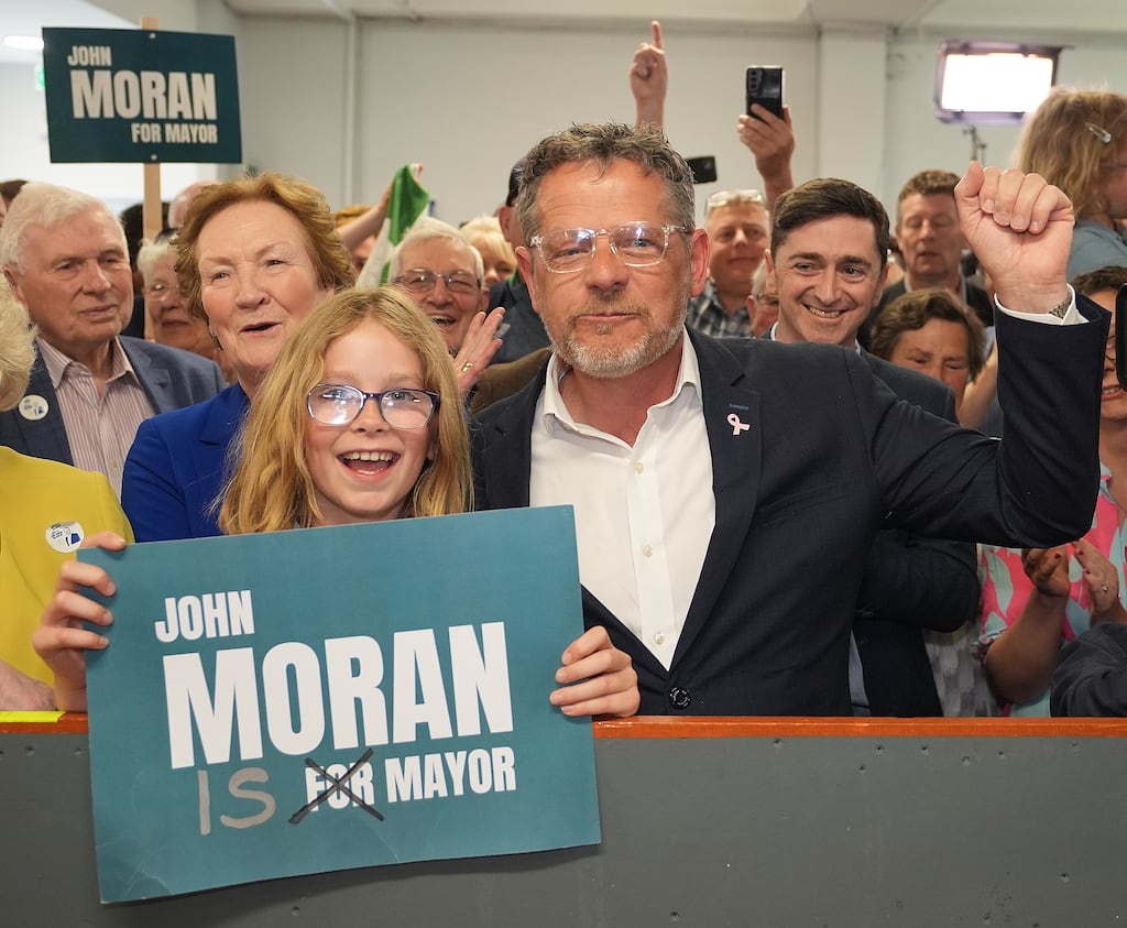 John Moran at the Limerick Racecourse count centre after being elected Mayor of Limerick City and County. Photograph: Niall Carson/PA Wire