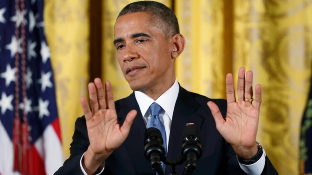 President Barack Obama answering questions in the White House yesterday. He said he is “eager to work with the new Congress to make the next two years as productive as possible”. Photograph: Larry Downing/Reuters