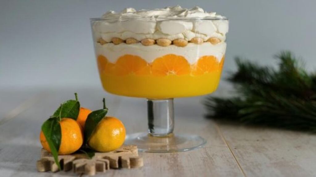 Mandarin orange, mascarpone and whiskey trifle