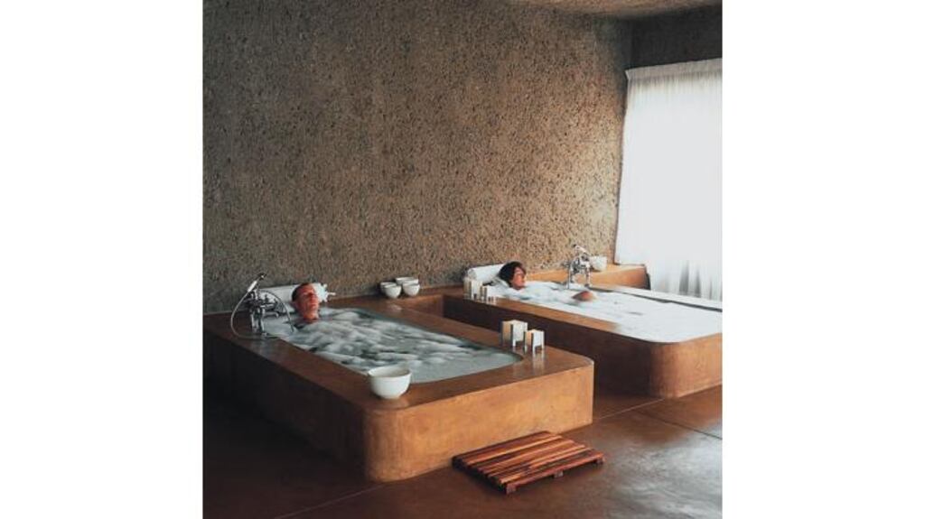 Relaxing in the Earth Lodge