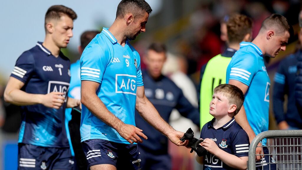 Dublin’s James McCarthy with a young fan after the Leinster championship win over Wexford. Photograph: Tommy Dickson/Inpho