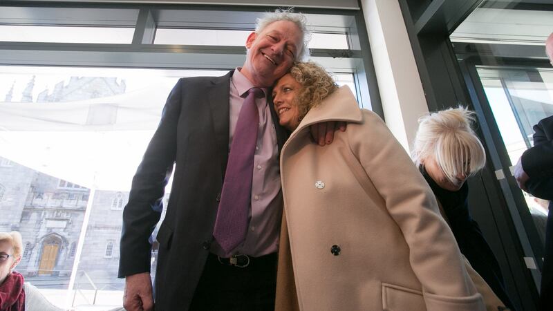 Peter Casey and his wife Helen at Dublin Castle, where the election result will be announced. Photograph: Gareth Chaney/Collins