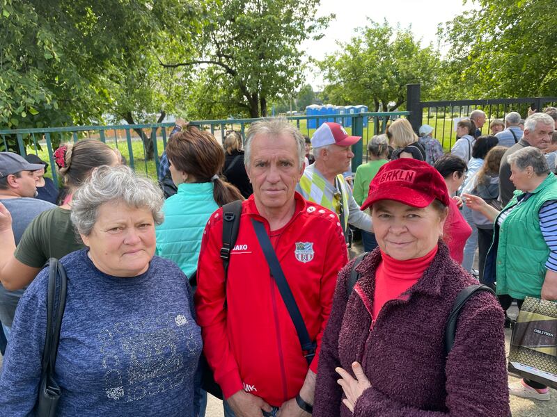 Olha, Yuriy and Iryna fled the village of Vilcha in Ukraine's eastern Kharkiv region this month amid intense Russian artillery strikes and a new ground attack on border areas. Photograph: Daniel McLaughlin