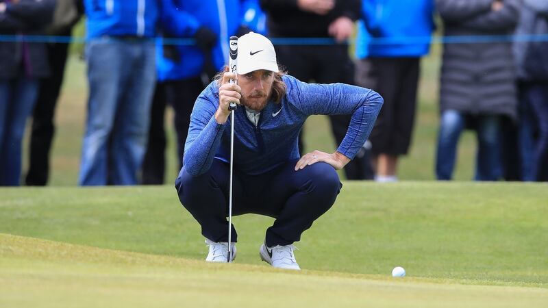 Tommy Fleetwood is five shots off the lead at the halfway stage of the British Open. Photograph: Peter Byrne/PA