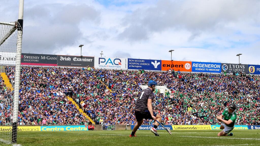Limerick’s Peter Casey scores Limerick’s  opening goal  in the Munster final victory over Tipperary at the Gaelic Grounds. Casey is delivering on his considerable potential this year. Photograph: James Crombie/Inpho