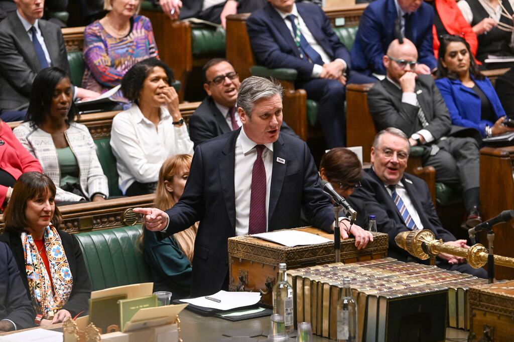Keir Starmer has warned his shadow cabinet that Labour’s lead of better than 30 points in the polls over recent weeks will shrink, following Rishi Sunak's appointment as British prime minister. Photograph: Jessica Taylor/UK Parliament/PA