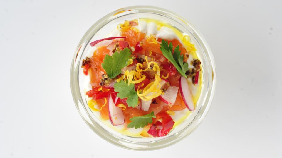 Smoked Irish trout with Glenisk Greek style natural yoghurt