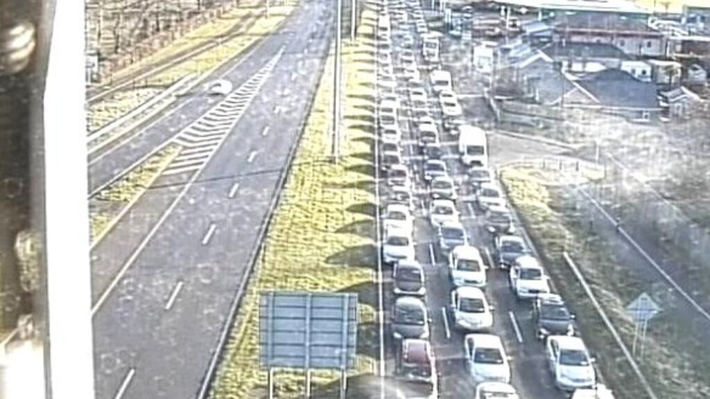 Earlier image of traffic on M50 at Junction 11 Tallaght. Image: Transport Infrastructure Ireland