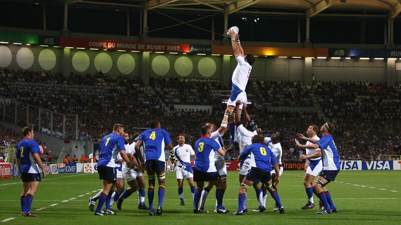 Lionel Nallet claims a lineout during France’s 2007 win over Namibia. Photograph: Alex Livesey/Getty