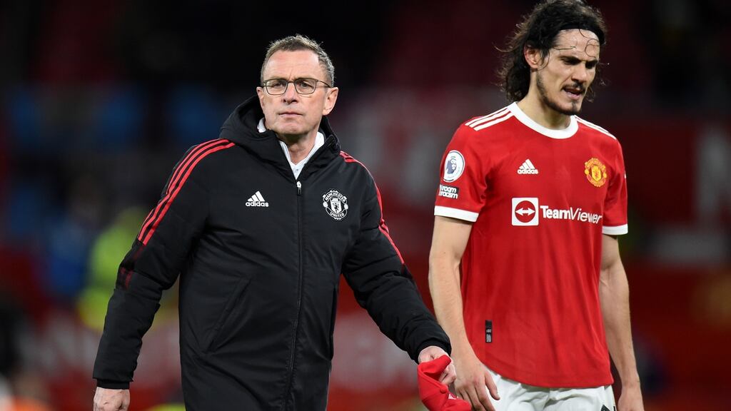 Ralf Rangnick has confirmed Edinson Cavani will stay at Manchester United in January. Photograph: Peter Powell/EPA