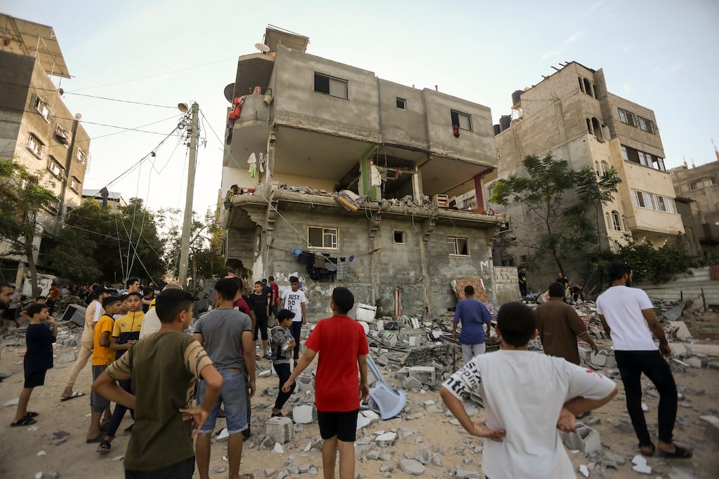 Israel air strikes destroy apartments and houses in Gaza. Photograph: Yousef Masoud/The New York Times