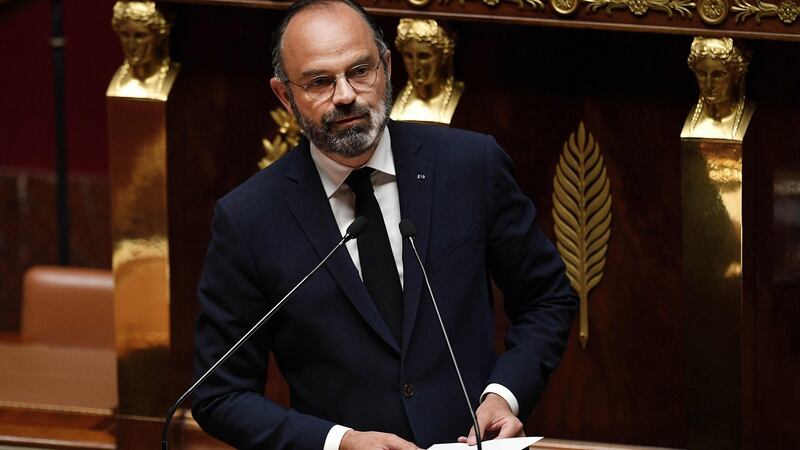 French prime minister Edouard Philippe presents the government’s plan to exit from the lockdown situation at the French National Assembly in Paris. Photograph: David Niviere via Getty