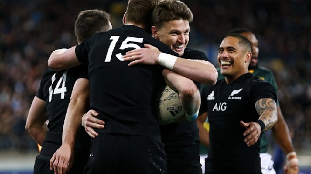 Beauden Barrett and his brother Jordie will play on opposing teams in this weekend’s North v South game. File photograph: Getty Images