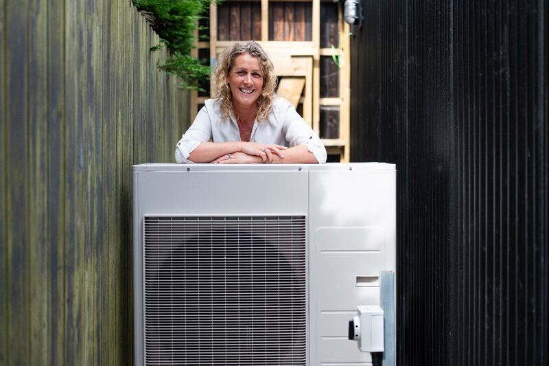 Patricia Power’s heat pump is screened from the main part of the garden but allowing enough room around the device to circulate air