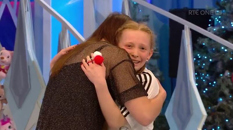 Ella Thompson (11) meets her hero Katie Taylor on the Late Late Toy Show
