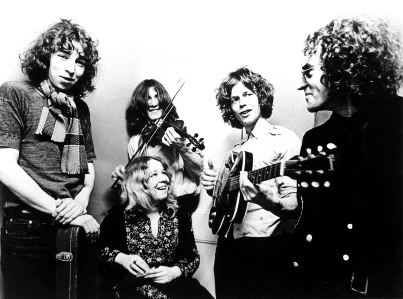 Fairport Convention: Richard Thompson, Sandy Denny, Simon Nicol, Martin Lamble and Ashley Hutchins in 1969. Photograph: Michael Ochs Archives/Getty