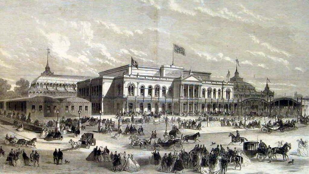 Opening of the exhibition, as illustrated in the Illustrated London News on March 4th, 1865.