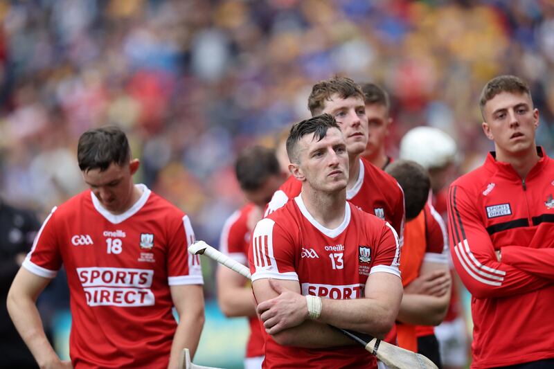 Cork's Patrick Horgan dejected after the game. Photograph: Bryan Keane/Inpho