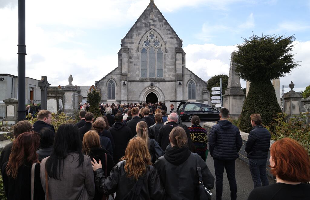 A large crowd of mourners at funeral service for Gretta Price Martin the 22-year-old cyclist who died in a road traffic accident in Dún Laoghaire, while cycling to work. Photograph: Colin Keegan/Collins Dublin