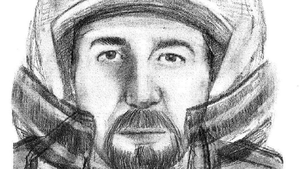 Undated handout artist impression issued by Surrey Police of a male motorcyclist that the police investigating four murders  in the French Alps  last year. Photograph: PA