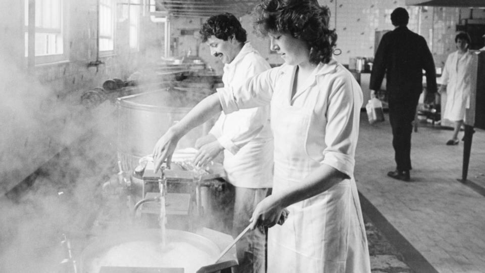 Views of St Ita’s Hospital, Portrane, in 1985: kitchen staff at work. Photograph: Matt Kavanagh