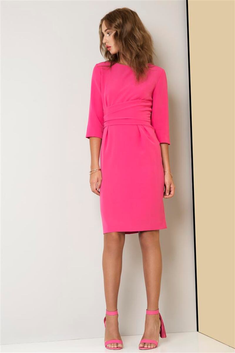 Pink gathered belt dress, €255 from Arnotts