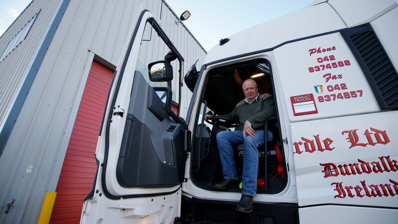 Driver John Carroll of DG McArdle gets ready to leave Dublin for Germany. Photograph: Nick Bradshaw for The Irish Times