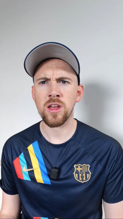 Seamus Lehane in character for one of his TikTok channel sketches