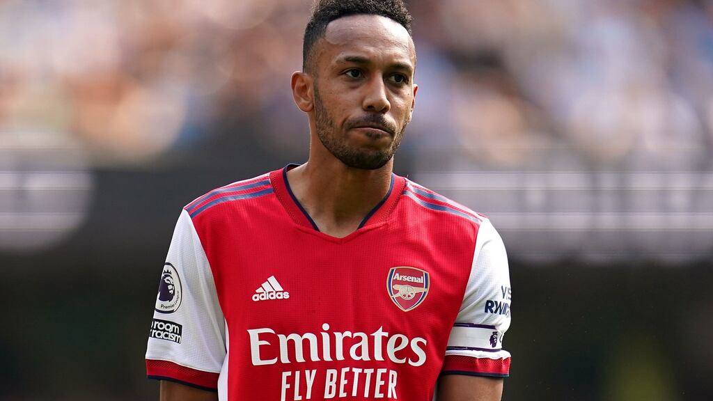 Pierre-Emerick Aubameyang was stripped of the armband after reportedly returning late from a trip abroad to visit his ill mother. Photograph:  Nick Potts/PA Wire