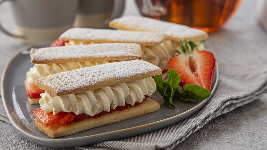 Delicious: strawberry shortbread with Chantilly cream. Photograph: Harry Weir