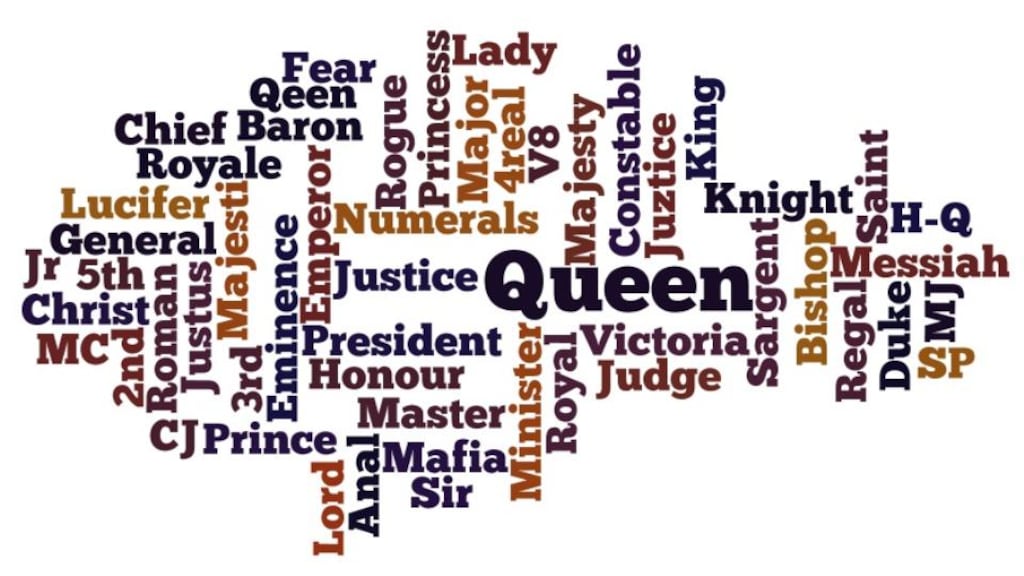 No ‘Juztice’ in New Zealand. A list of some of the names banned in the country. Image: Wordle