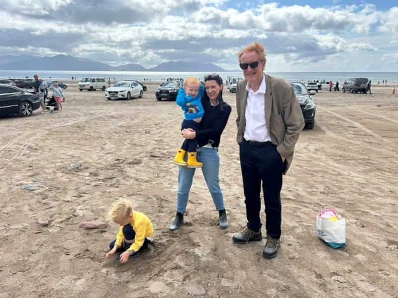 Michael with his daughter Deirdra and grandchildren at Inch Beach, August 2022
