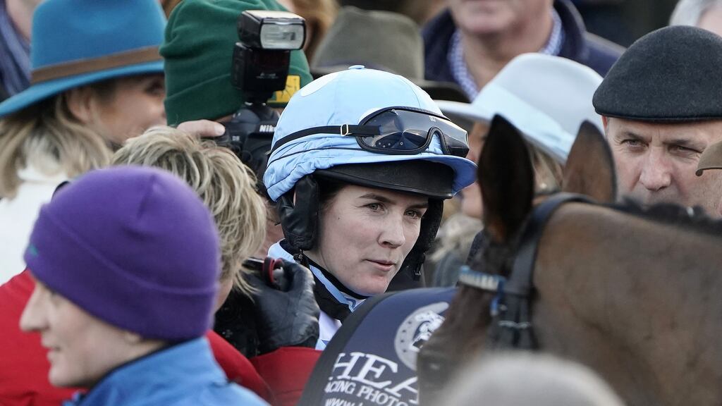 Rachael Blackmore returns after riding Honeysuckle to win the  Irish Champion Hurdle during the Dublin Racing Festival at Leopardstown in February. Photograph:  Alan Crowhurst/Getty Images