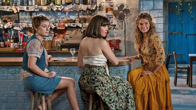 Jessica Keenan Wynn, Lily James and Alexa Davies in Mamma Mia! Here We Go again.