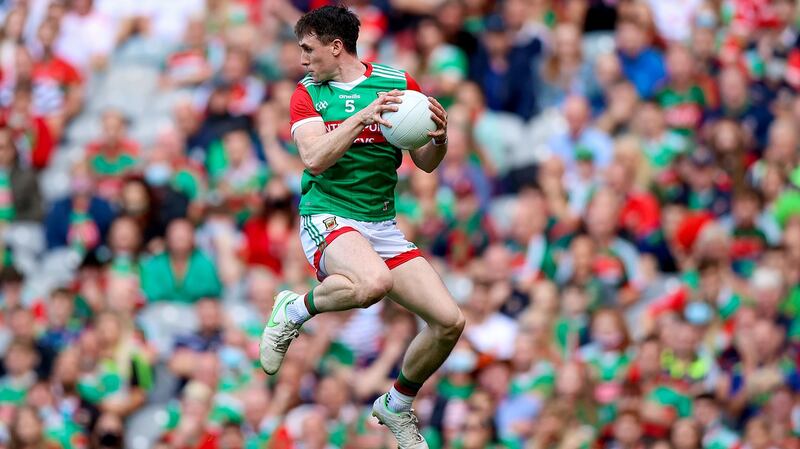 Mayo’s Paddy Durcan makes a catch. Photo: Tommy Dickson/Inpho