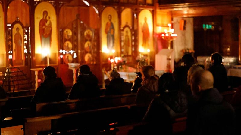 A prayer vigil at the Cathedral of the Holy Family in central London: “Everybody always wants peace, nobody wants war.” Photograph: Tolga Akmen