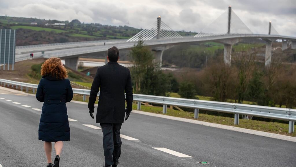 Taoiseach Leo Varadkar and Rose Katherine Kennedy Townsend at the opening of the Rose Fitzgerald Kennedy Bridge in New Ross, co Wexford. Photograph: Patrick Browne
