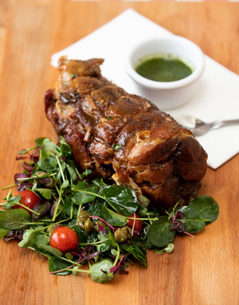 Slow cooked confit lamb with herby salsa. Photograph: Tom Honan/The Irish Times