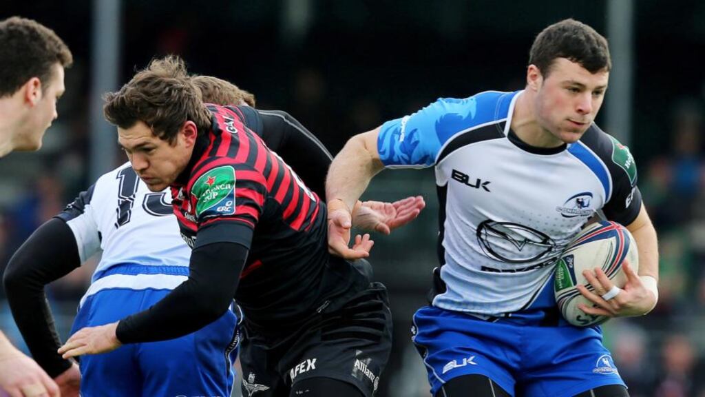 Robbie Henshaw (right) starts for Connacht against Glasgow after being released from the Ireland’s Six Nations camp. Photograph: James Crombie/Inpho