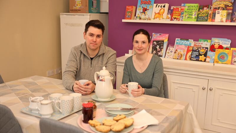 Johnny and Kathy Dalton from Letterkenny, Co Donegal at Hugh’s House, Belvedere Place, Dublin. Photograph: Dara Mac Dónaill